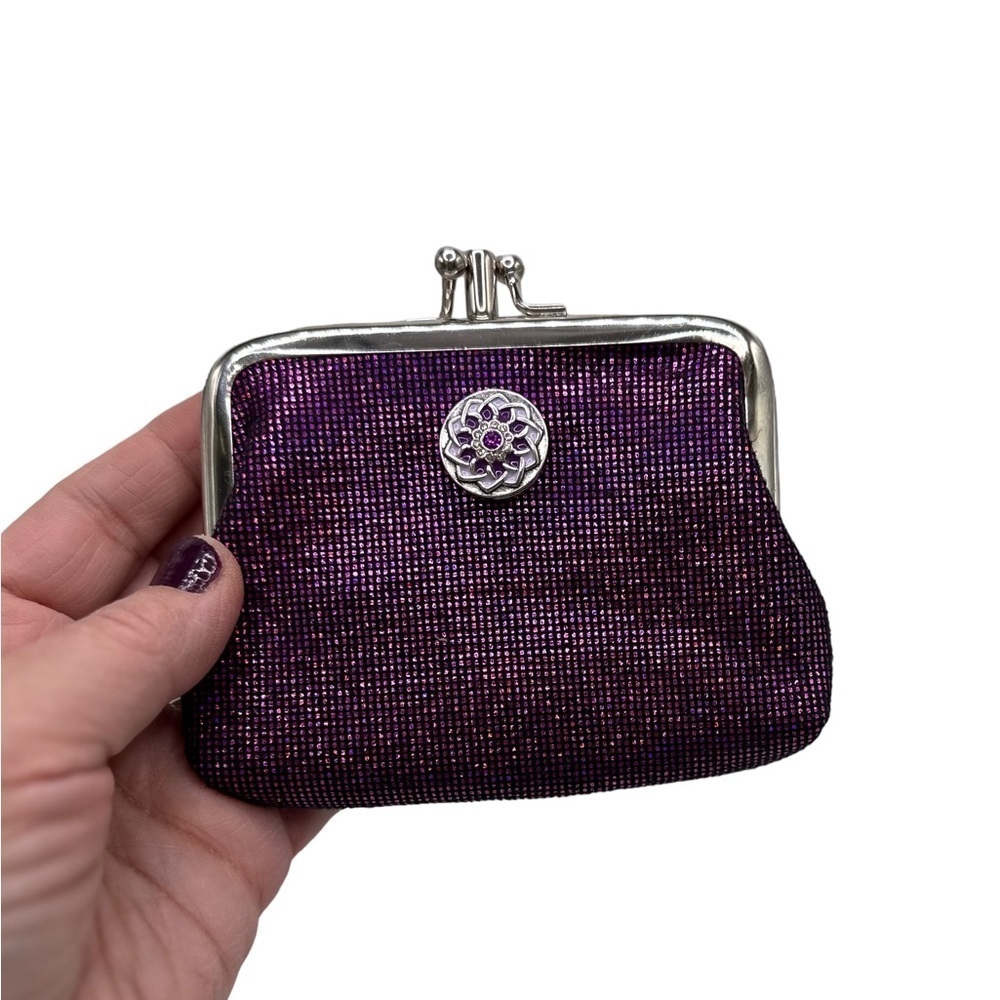 Purple Flower Snap Jewelry Micro Purse Credit Card Clutch Stocking Stuffer NEW!